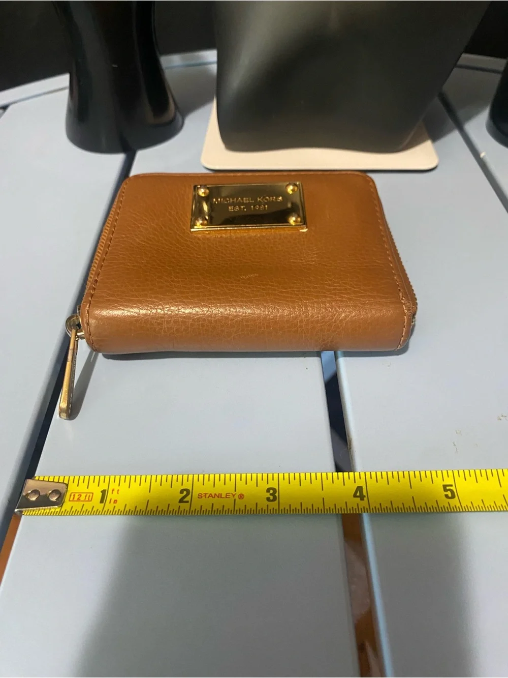 Michael Kors brown leather foldable wallet women’s zipper wallet